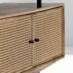 Tatvaacasa Cane Front Solid Wood TV Unit with Storage