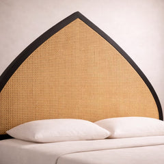 Mango Wood & Hand-Woven Cane Bed