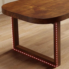 Tatvaacasa Modern Solid Wood Dining Table with Rounded Edge Design