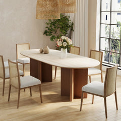 Tatvaacasa Modern Oval Wooden Dining Table