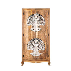 Hand Carved Mango Wood Wardrobe Tree Of Life