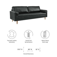 Tatvaacasa 88" Leather Sofa in Black