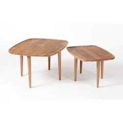 Natural Wooden Nesting Coffee Table set of 2