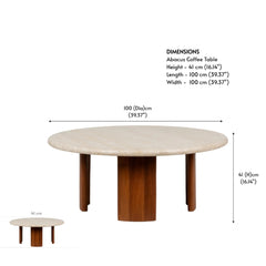 Round Wooden Marble Top Coffee Table
