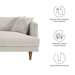 Tatvaacasa Modern Upholstered Sofa with Down-Blend Cushions & Tapered Wood Legs