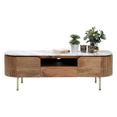 Tatvaacasa Solid Wood TV Unit | Marble Top