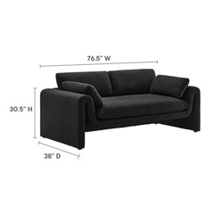 Tatvaacasa Boucle Fabric Sofa in Black