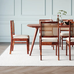 6-Seater Solid Wood Dining Table Set with Chair