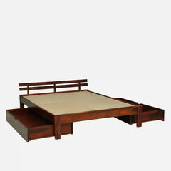 Solid Wood King Size Bed With Storage Drawers