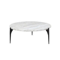 Tatvaacasa Coffee Table Marble Top with Metal Legs