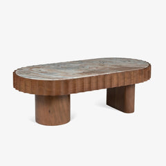 Tatvaacasa Wooden Modern Marble Top Coffee Table