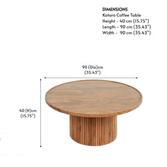 Tatvaacasa Luxury Wooden Round Coffee Table