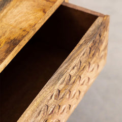 Mango Wood Carved Bed Side Table