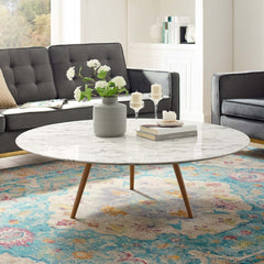 Tatvaacasa 48" Round Faux Marble Coffee Table