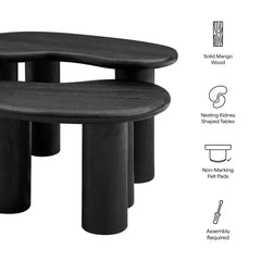 Mango Wood Nesting Coffee Table Set in Black