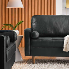 Tatvaacasa 88" Leather Sofa in Black