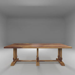 Tatvaacasa Modern Rustic Finished Solid Wood Handmade Dining Table