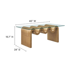 Tatvaacasa Glass Top Coffee Table in Natural