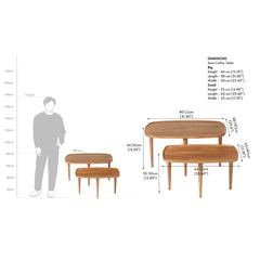 Natural Wooden Nesting Coffee Table set of 2