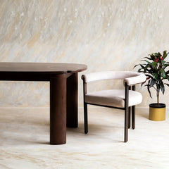 Tatvaacasa Contemporary Oval Solid Wood Dining Table