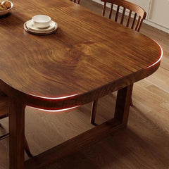 Tatvaacasa Modern Solid Wood Dining Table with Rounded Edge Design
