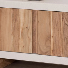 Tatvaacasa Contemporary Wooden TV Unit with Curved Design & Storage