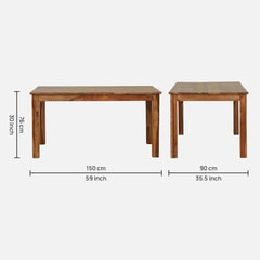 Teak Wood 6 Seater Dining Table In Rustic Teak Finish