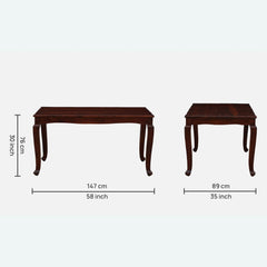Teak Wood 6 Seater Dining Table In Honey Oak Finish