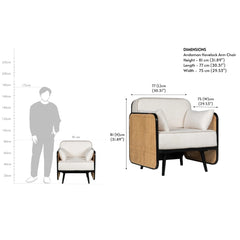 Modern Cane Arm Sofa Chair