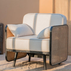 Modern Cane Arm Sofa Chair
