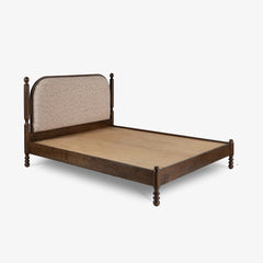 Tatvaacasa Wooden Bed with Upholstered Headboard