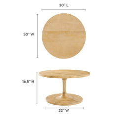 Tatvaacasa Round Wood Coffee Table in Oak