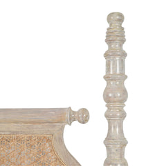 White Distressed Teak Wood Bed