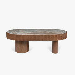 Tatvaacasa Wooden Modern Marble Top Coffee Table