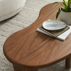 Tatvaacasa Kidney-Shaped Free Coffee Table in Walnut