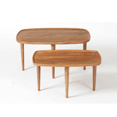 Natural Wooden Nesting Coffee Table set of 2