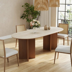 Tatvaacasa Modern Oval Wooden Dining Table