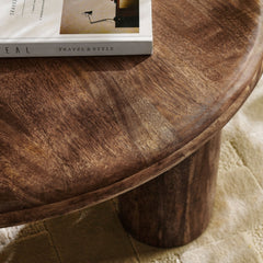Tatvaacasa Round Mango Wood Coffee Table in Black