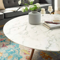 Tatvaacasa 48" Round Faux Marble Coffee Table