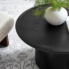 Tatvaacasa Round Wood Coffee Table in Black