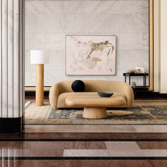 Tatvaacasa Modern Round Wooden Coffee Table