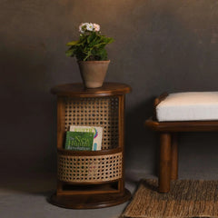 Mango Wood Cane Side Table