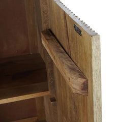 Natural Wood TV Cabinet with Metal Legs