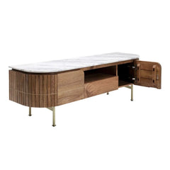 Tatvaacasa Solid Wood TV Unit | Marble Top