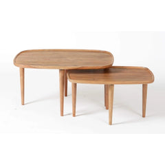 Natural Wooden Nesting Coffee Table set of 2