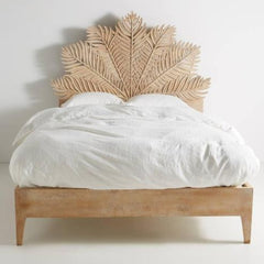 Carved Wooden Bed | Handcrafted Frond Bed