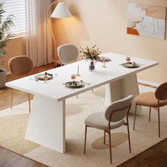 Tatvaacasa Modern Luxury White Dining Table