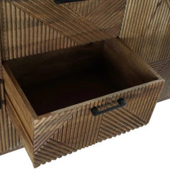 Natural Wood TV Cabinet with Metal Legs