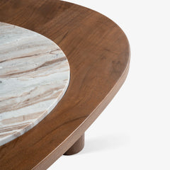 Wooden Coffee Table With Marble Top Mix