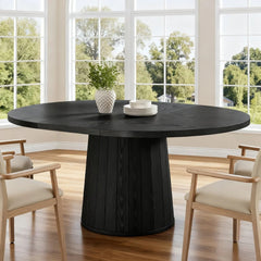 Tatvaacasa Premium Black Round Dining Table – Stylish, Strong & Modern Statement Piece
